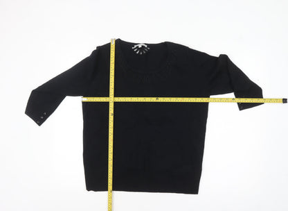 Marks and Spencer Per Una Women's Black Size 18 Scoop Neck 3/4 Sleeve Jumper