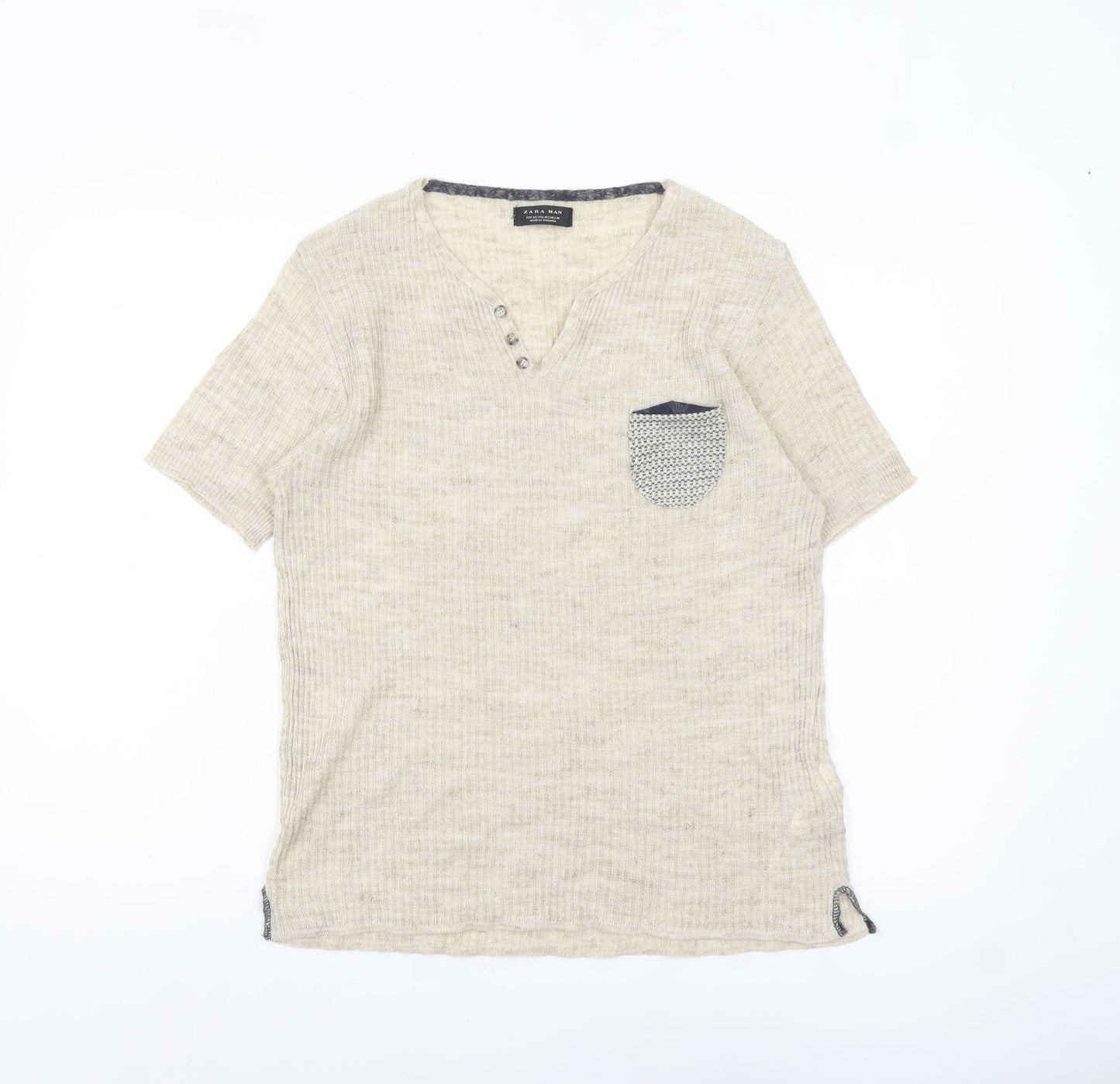 Mens UK Size M Zara Man Beige  T-Shirt