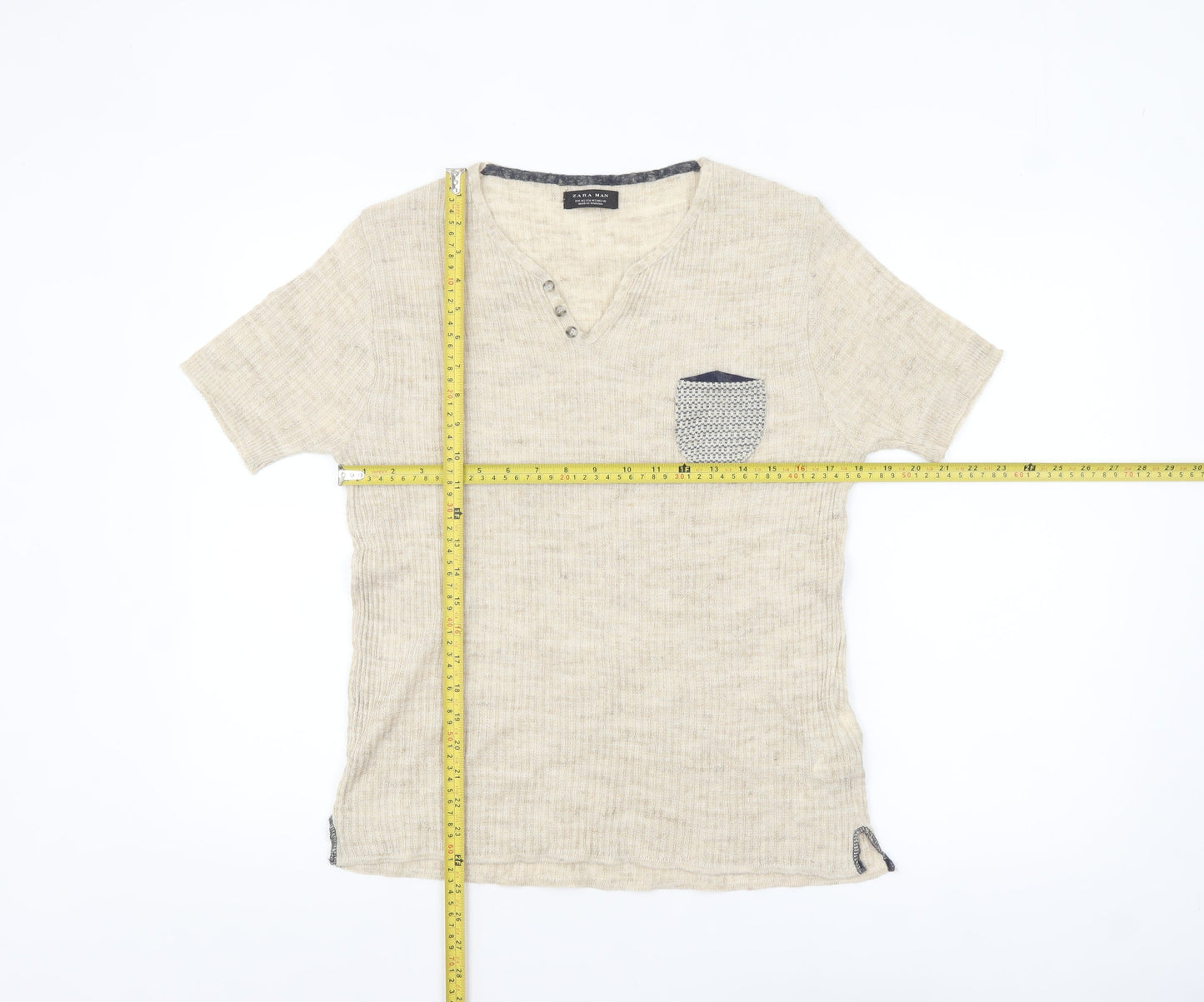 Mens UK Size M Zara Man Beige  T-Shirt