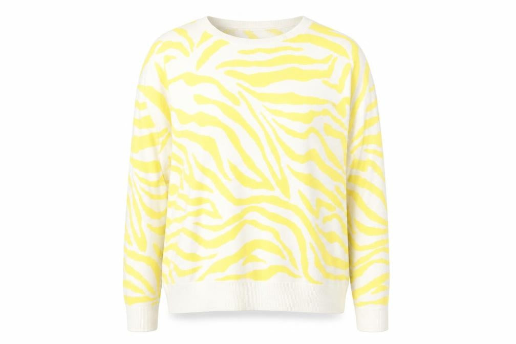 Marks and Spencer Women Yellow Animal Print Acrylic Jumper Size 24