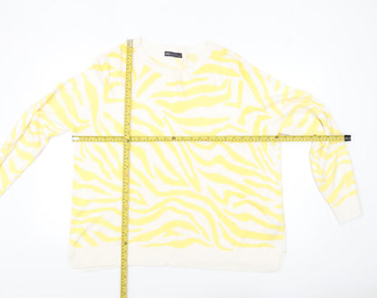 Marks and Spencer Women Yellow Animal Print Acrylic Jumper Size 24
