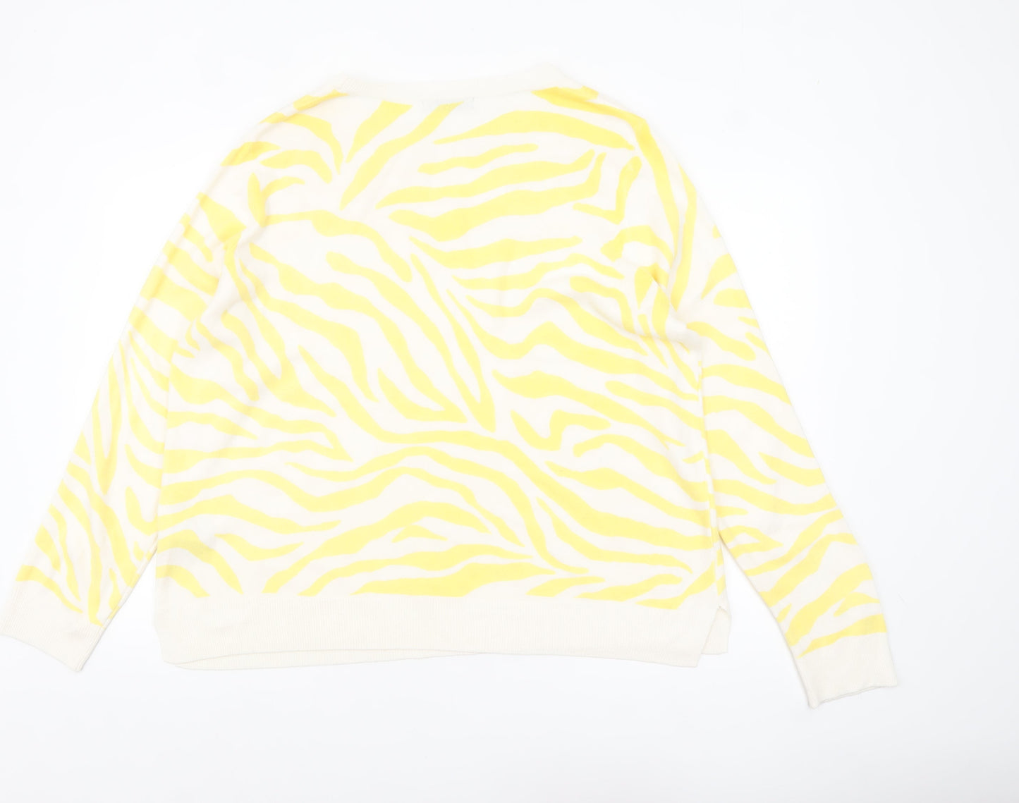 Marks and Spencer Women Yellow Animal Print Acrylic Jumper Size 24