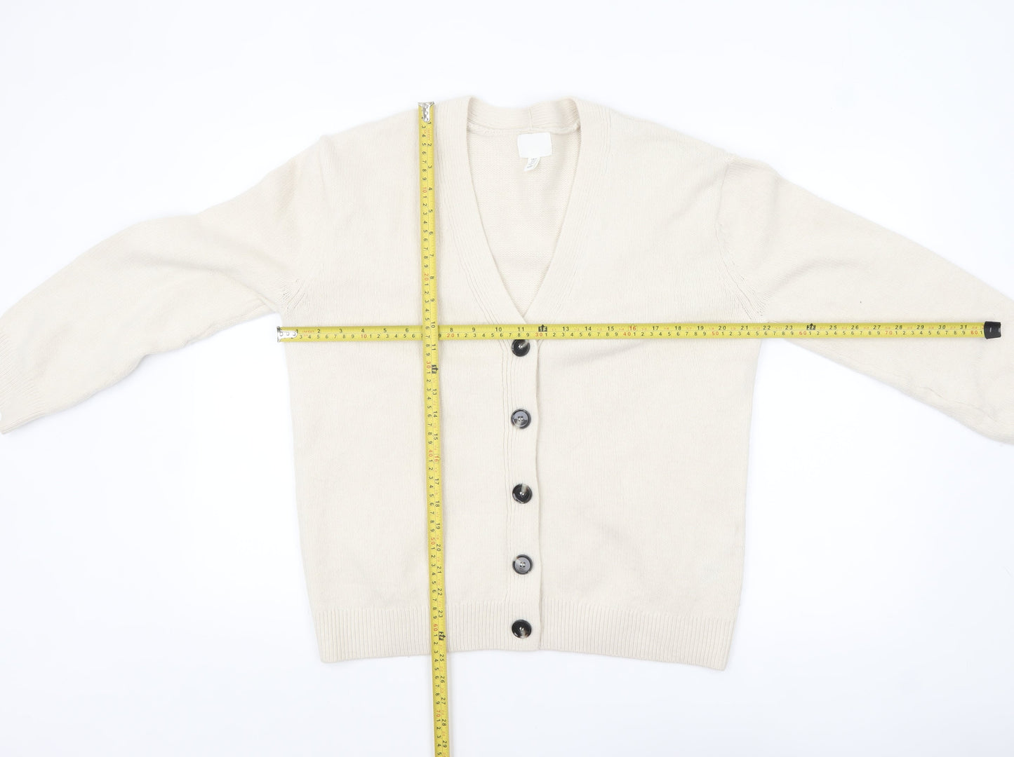 Womens UK Size XS H&M Ivory Cardigan Jumper