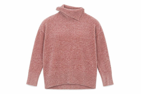 Dixie Women Pink Roll Neck Chunky Knit Pullover Jumper M