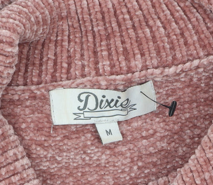 Dixie Women Pink Roll Neck Chunky Knit Pullover Jumper M