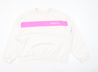 Womens UK Size 3XL Replay Ivory Pullover Sweatshirt
