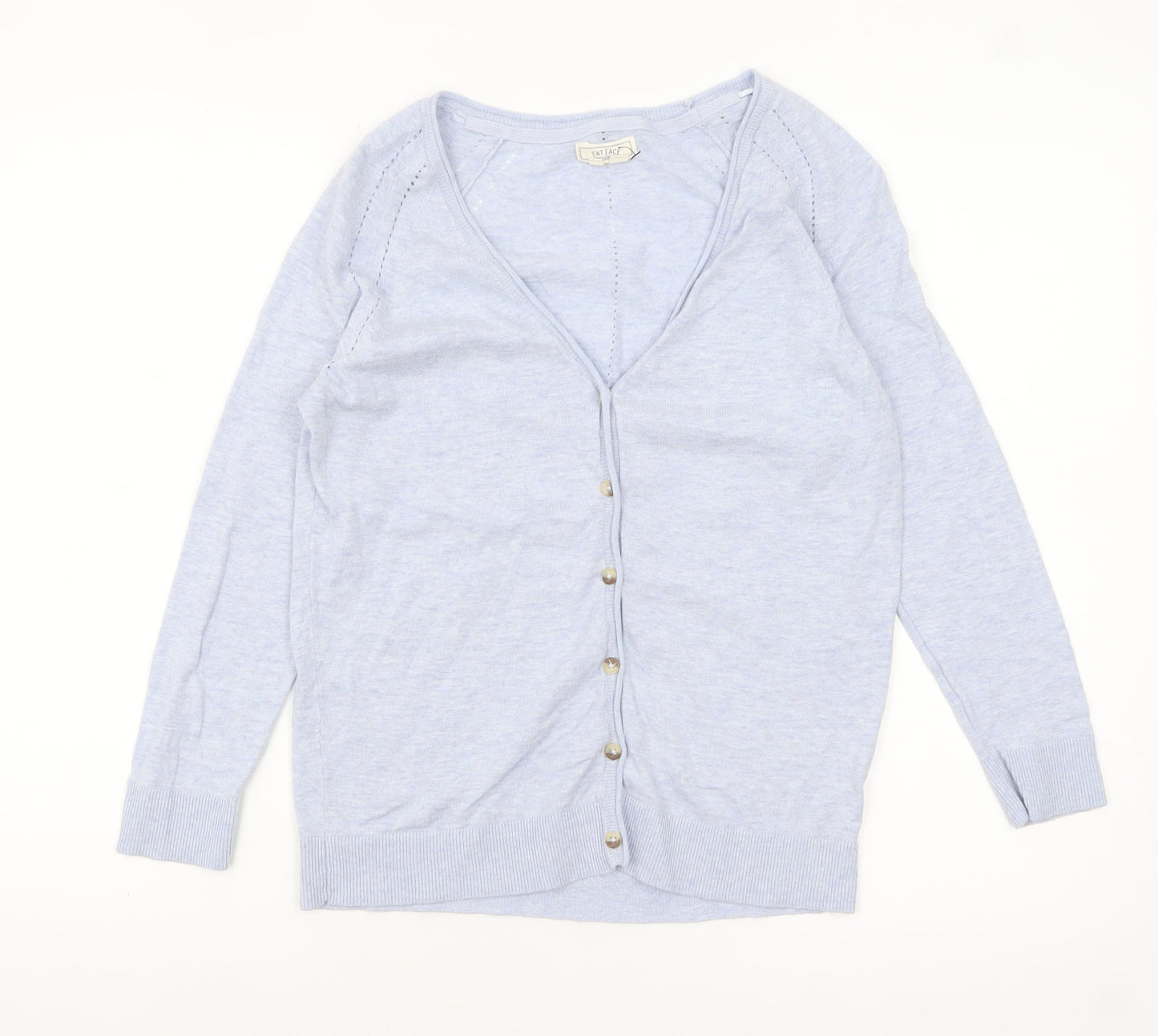 Womens UK Size 10 Fat Face Blue Cardigan Jumper