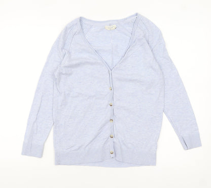 Womens UK Size 10 Fat Face Blue Cardigan Jumper