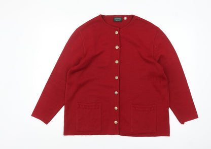 Womens UK Size L Canda Red Cardigan Jumper