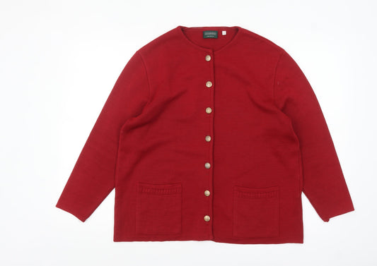 Womens UK Size L Canda Red Cardigan Jumper