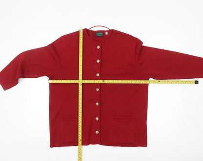 Womens UK Size L Canda Red Cardigan Jumper