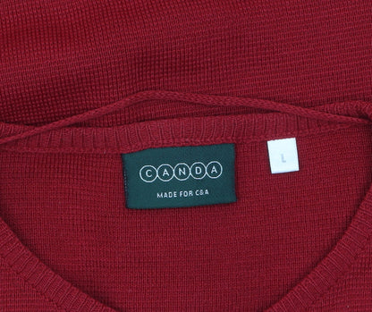 Womens UK Size L Canda Red Cardigan Jumper