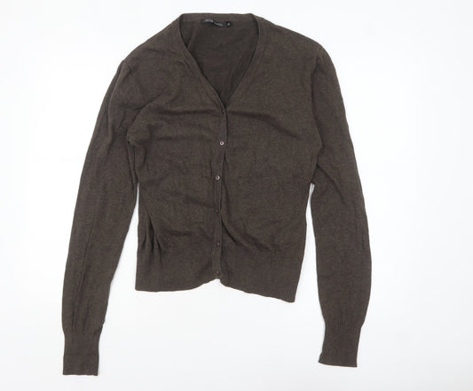 Ada Gatti Women Brown Viscose Blend V-Neck Cardigan Size 14