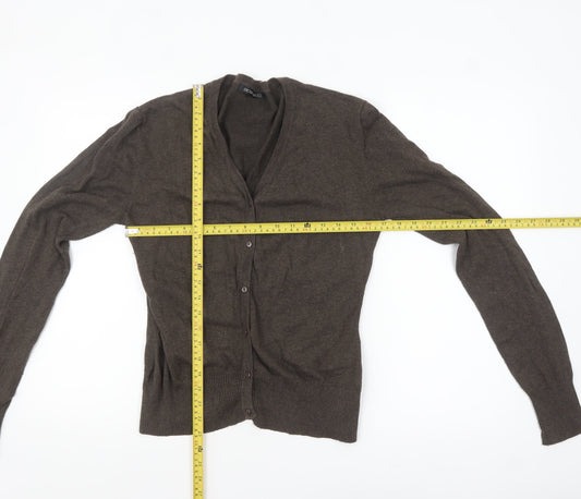 Ada Gatti Women Brown Viscose Blend V-Neck Cardigan Size 14