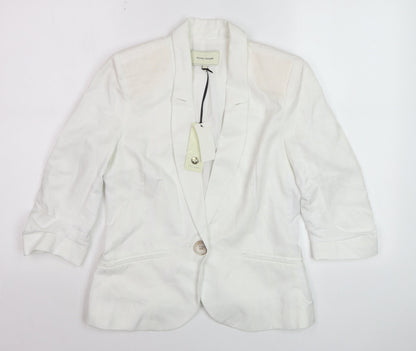 River Island Womens White 3/4 Sleeve Blazer Jacket Size 8