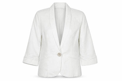 River Island Womens White 3/4 Sleeve Blazer Jacket Size 8