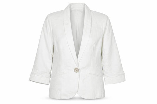 River Island Womens White 3/4 Sleeve Blazer Jacket Size 8