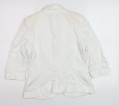 River Island Womens White 3/4 Sleeve Blazer Jacket Size 8