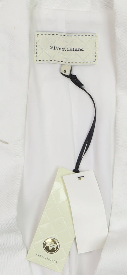 River Island Womens White 3/4 Sleeve Blazer Jacket Size 8