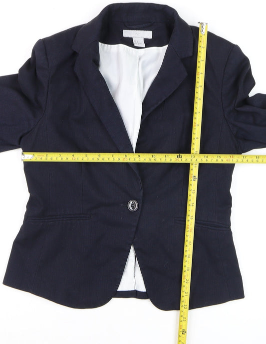 H&M Womens Blue Slim Fit Blazer Jacket Size 10 Formal Workwear
