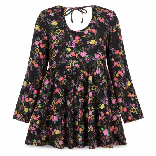 Front view of ASOS Women’s Multicoloured Floral Skater Dress, size UK 10, Long Sleeve
