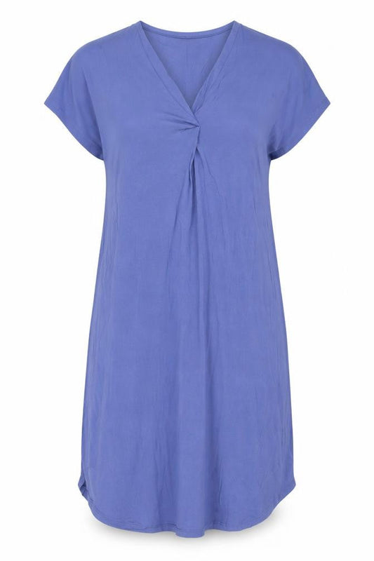 Part Two Women Blue Knee Length V-Neck Shift Dress Size S