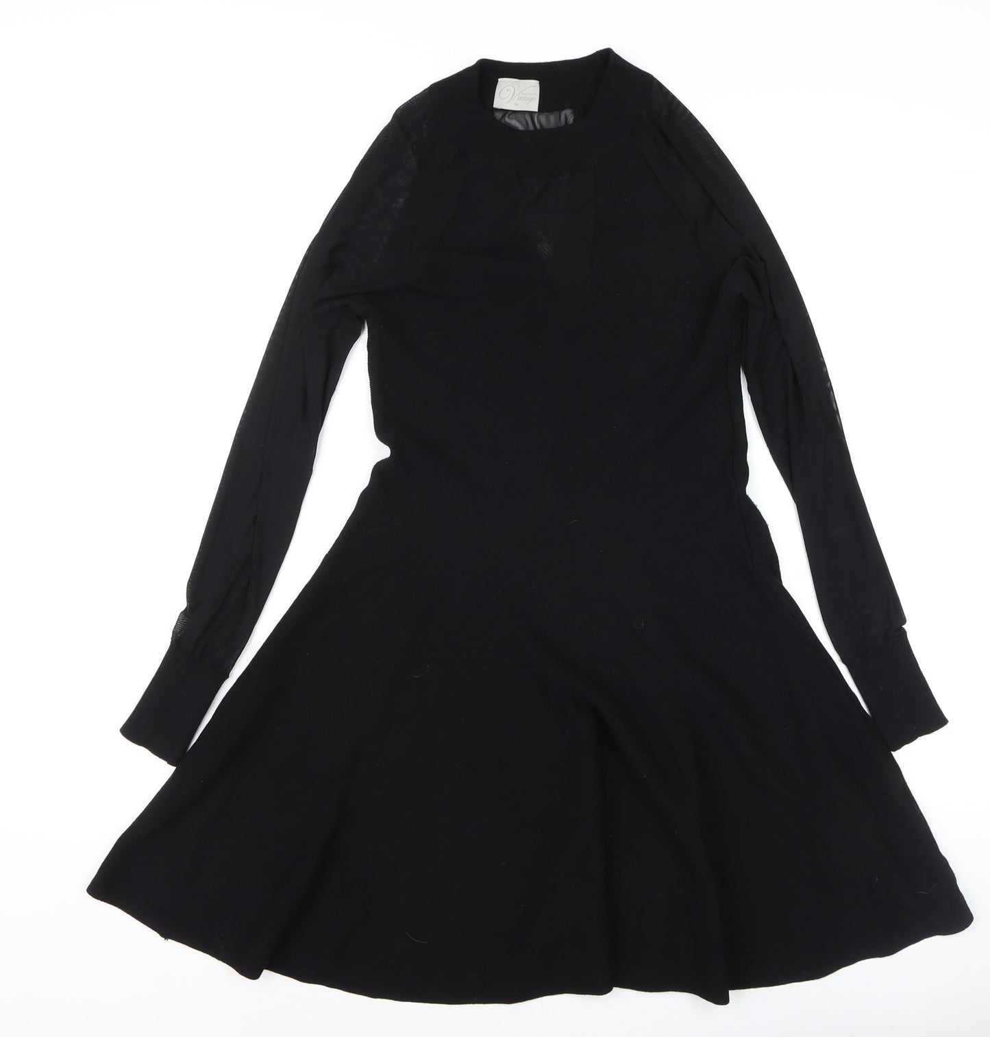 Instant Vintage Women Black Knit Fit & Flare Dress M