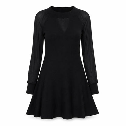 Front view of Instant Vintage Women Black Knit Fit & Flare Dress M