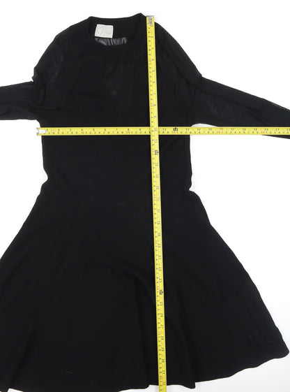 Instant Vintage Women Black Knit Fit & Flare Dress M