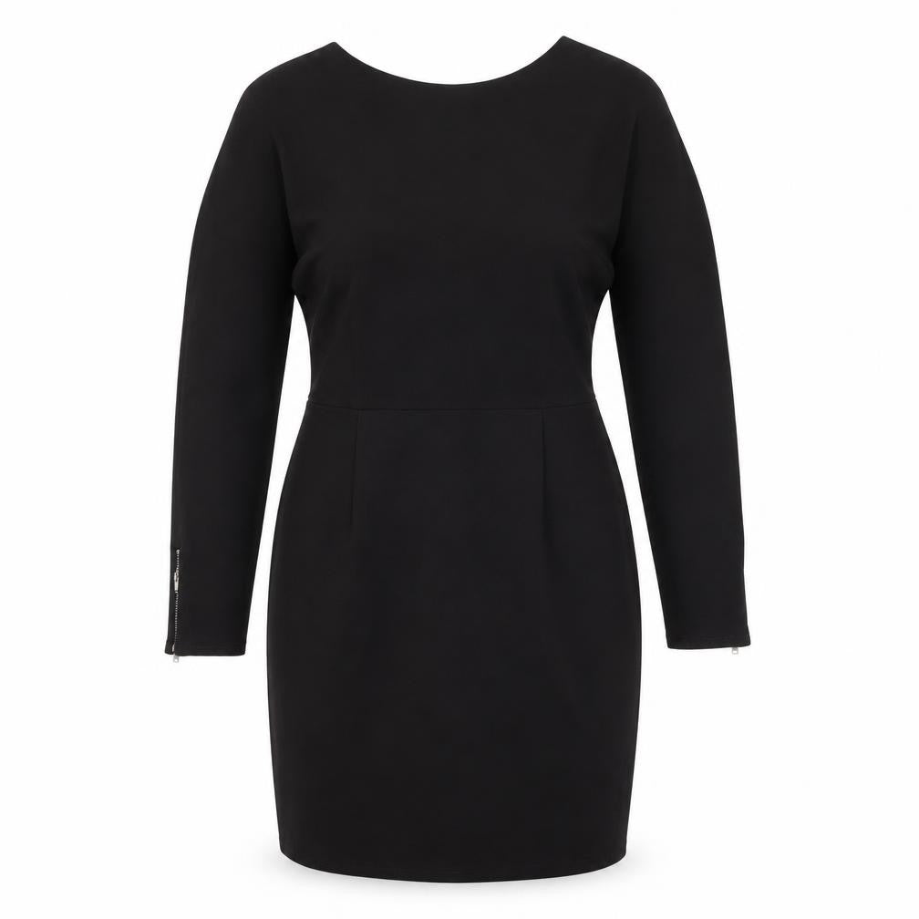 Front view of ASOS Women Black, size 10, Sheath Knee Length Long Sleeve Dress