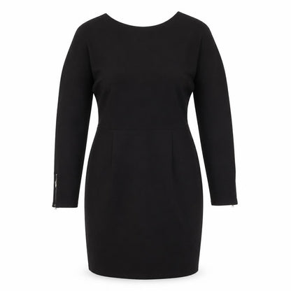 Front view of ASOS Women Black, size 10, Sheath Knee Length Long Sleeve Dress