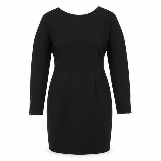 Front view of ASOS Women Black, size 10, Sheath Knee Length Long Sleeve Dress