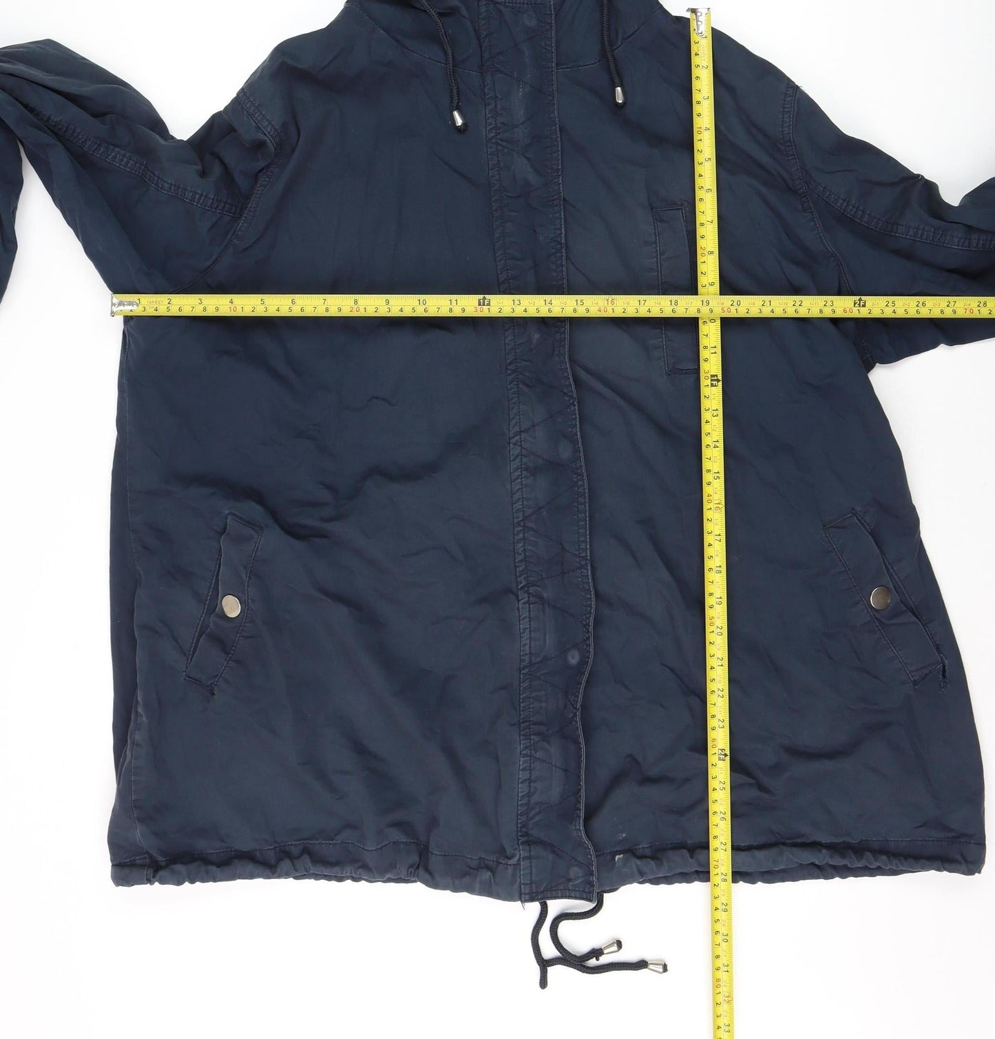 Yours Clothing Womens Blue Hooded Cotton Parka Jacket Size 22
