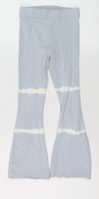 Marks and Spencer Girls Grey Tie Dye Ribbed Ankle Leggings 6 Years