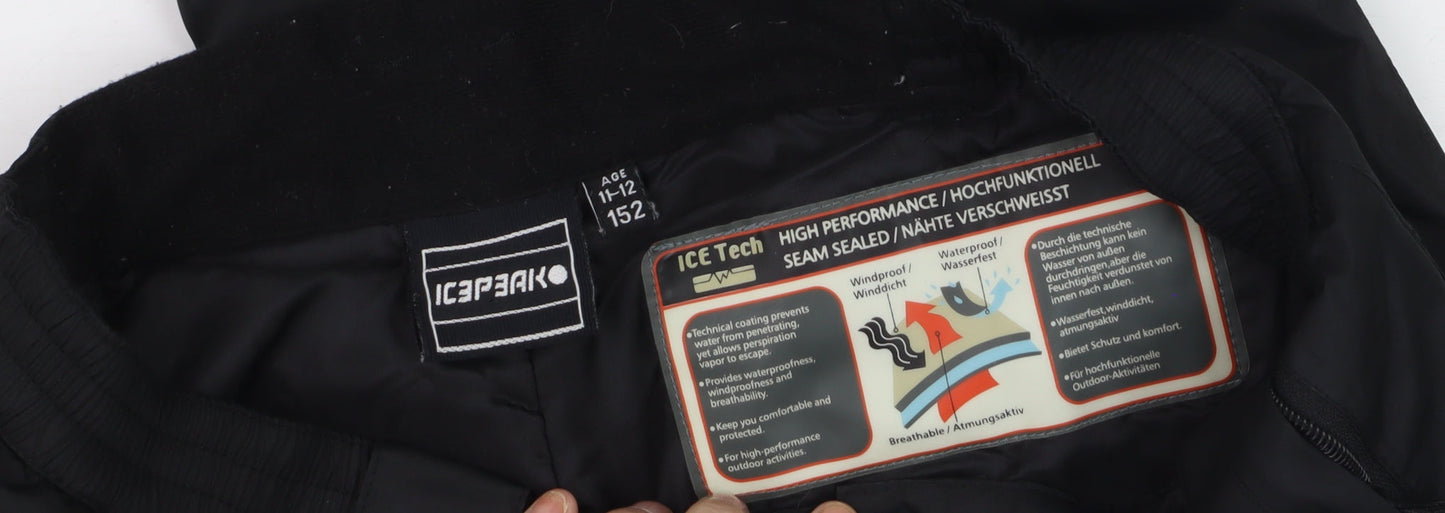 Boys UK Size 11-12 Years Icepeak Regular Fit Snow Pants Black Trousers
