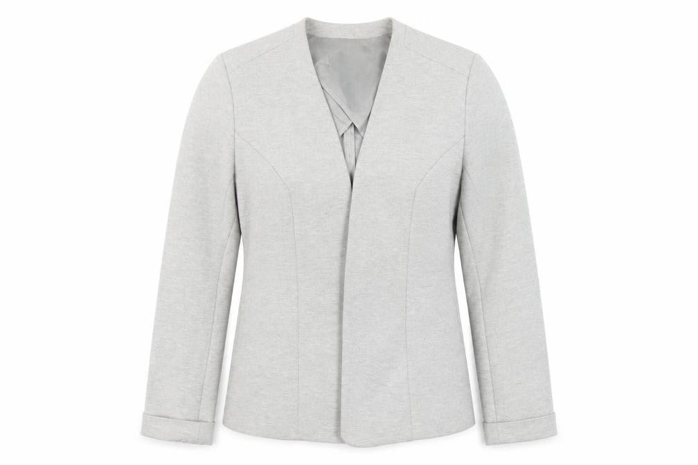RESERVED Women’s Grey Slim Fit Collarless Blazer Size 12