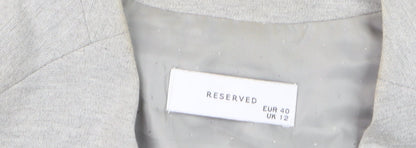 Reserved Women’s Grey Slim Fit Collarless Blazer Size 12
