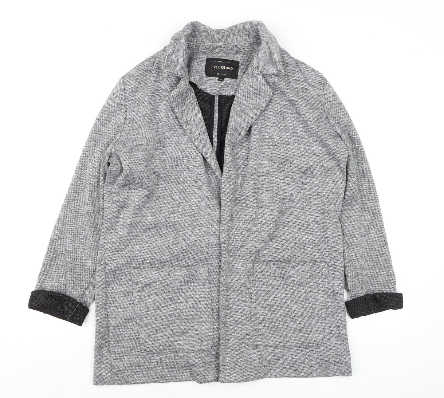 Womens UK Size 12 River Island Grey Basic Jacket