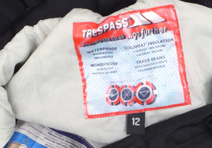 Trespass Womens Black Snow Pants Size 12 Waterproof Insulated Winter Trousers