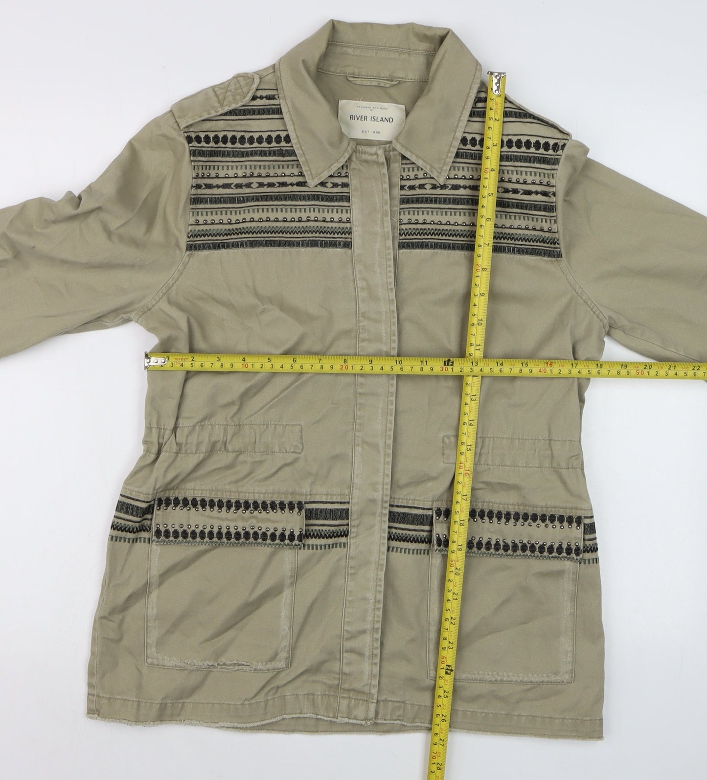 Womens UK Size 12 River Island Beige Military Jacket