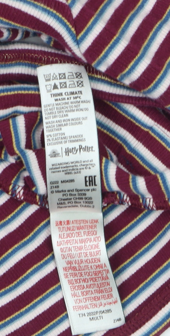 Marks and Spencer Girls Harry Potter Multicoloured Striped Long Sleeve Mock Neck T-Shirt 13-14 Years