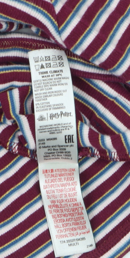 Marks and Spencer Girls Harry Potter Multicoloured Striped Long Sleeve Mock Neck T-Shirt 13-14 Years