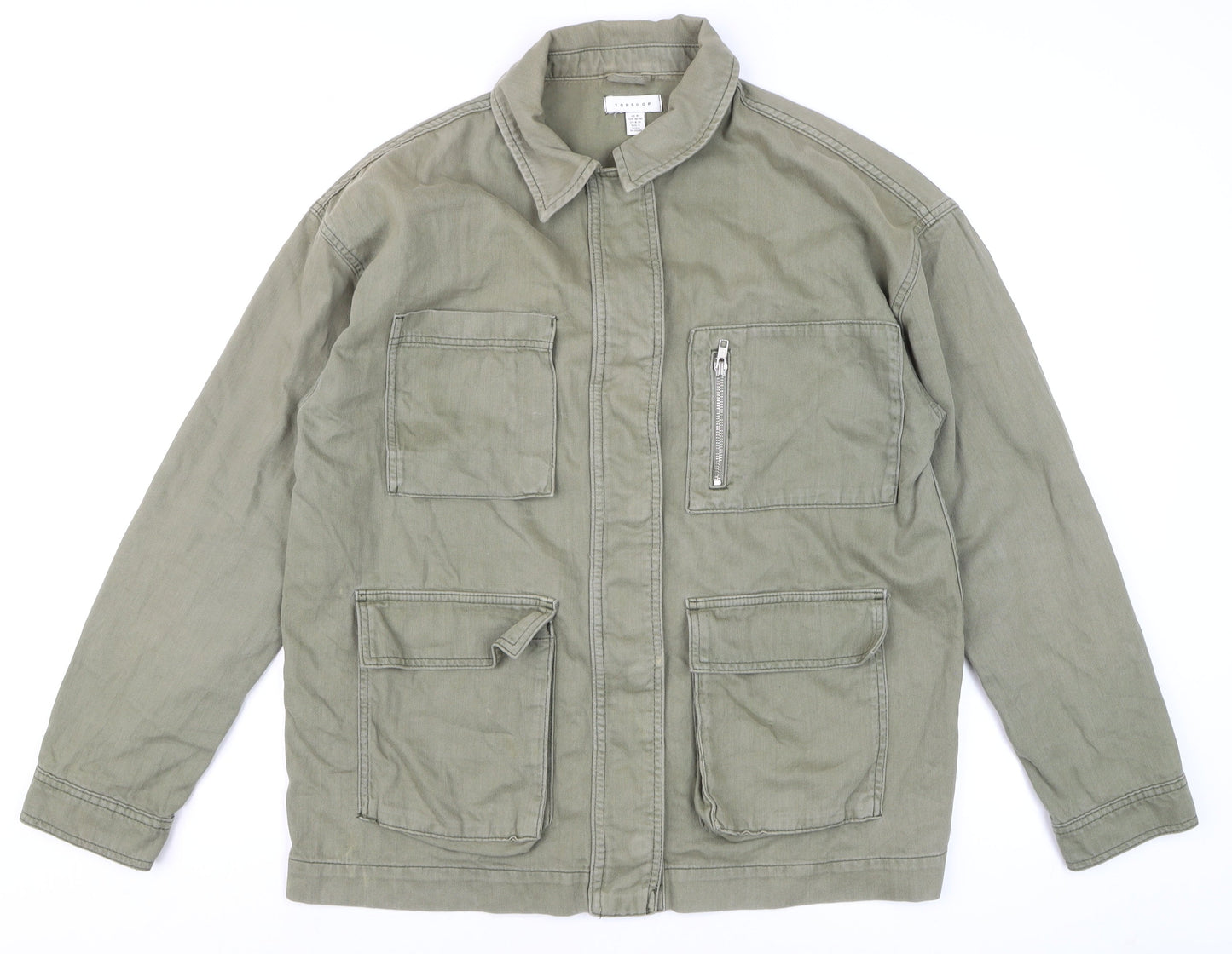 Mens UK Size M Topshop Green Military Jacket