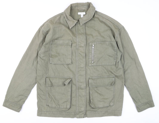 Mens UK Size M Topshop Green Military Jacket