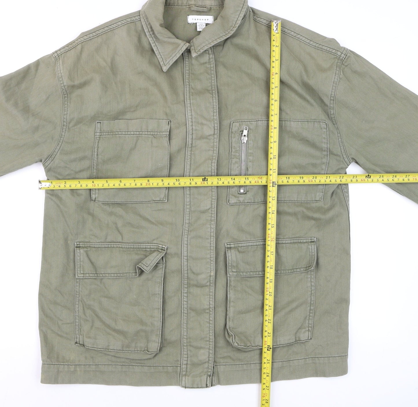 Mens UK Size M Topshop Green Military Jacket