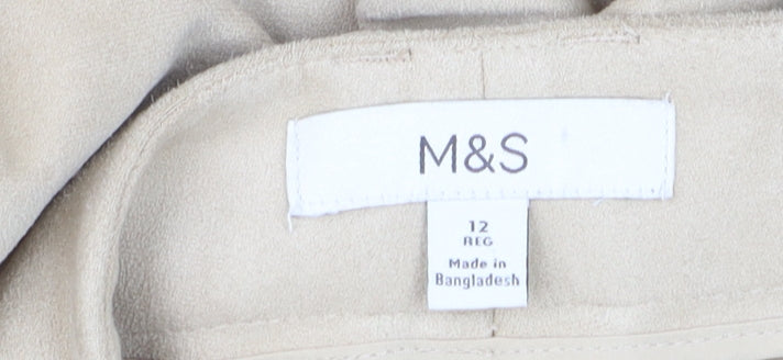 Womens UK Size 12 Marks and Spencer Regular Fit Casual Business Beige Trousers
