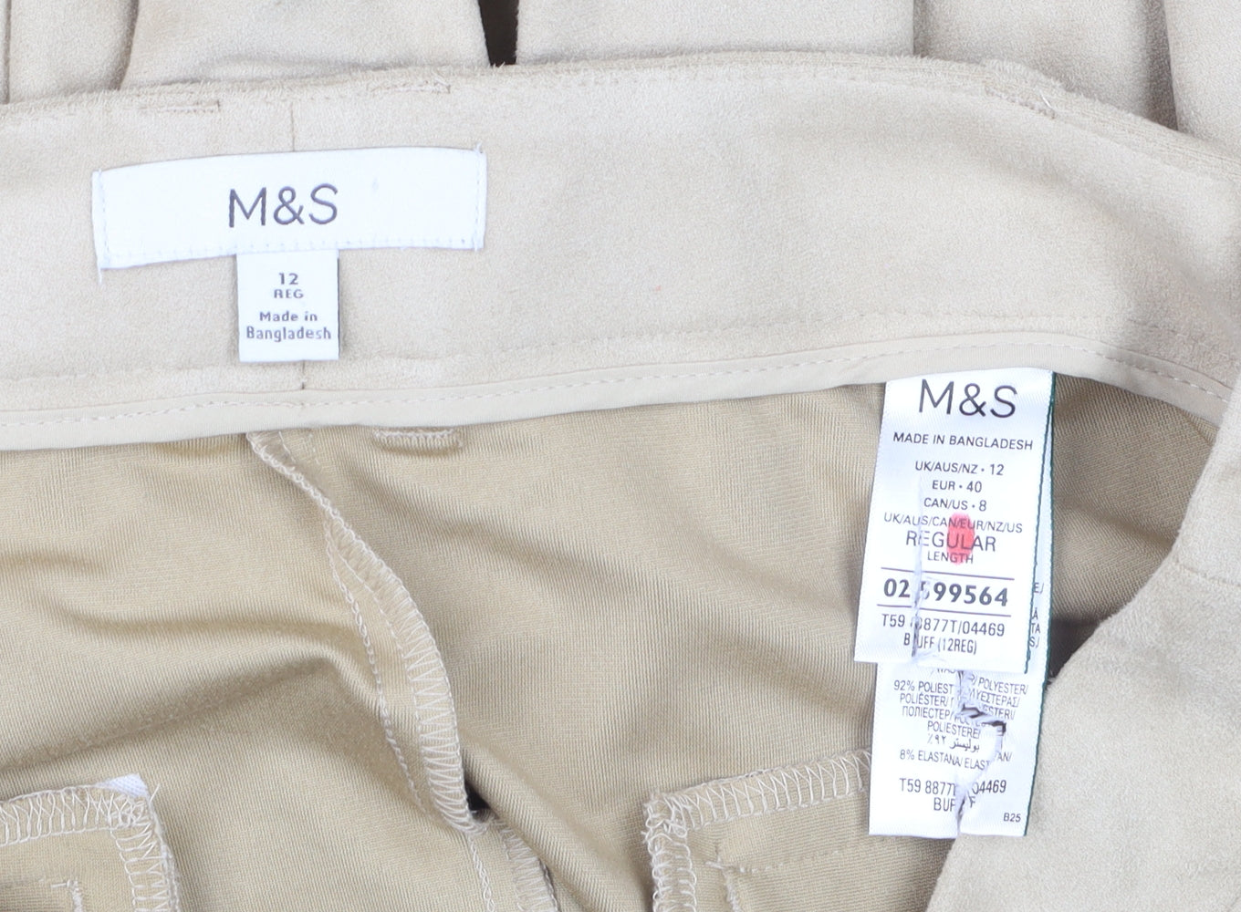 Womens UK Size 12 Marks and Spencer Regular Fit Casual Business Beige Trousers