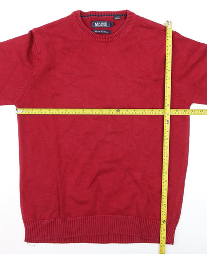 Maine New England Men's Red Cotton Crew Neck Jumper Size S