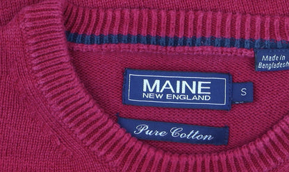 Maine New England Men's Red Cotton Crew Neck Jumper Size S