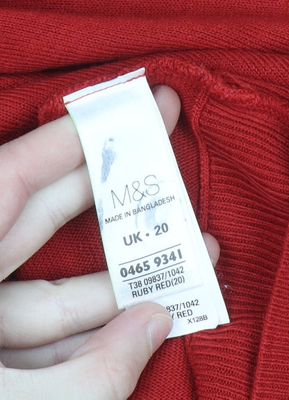 Womens UK Size 20 Marks and Spencer Red Pullover Jumper